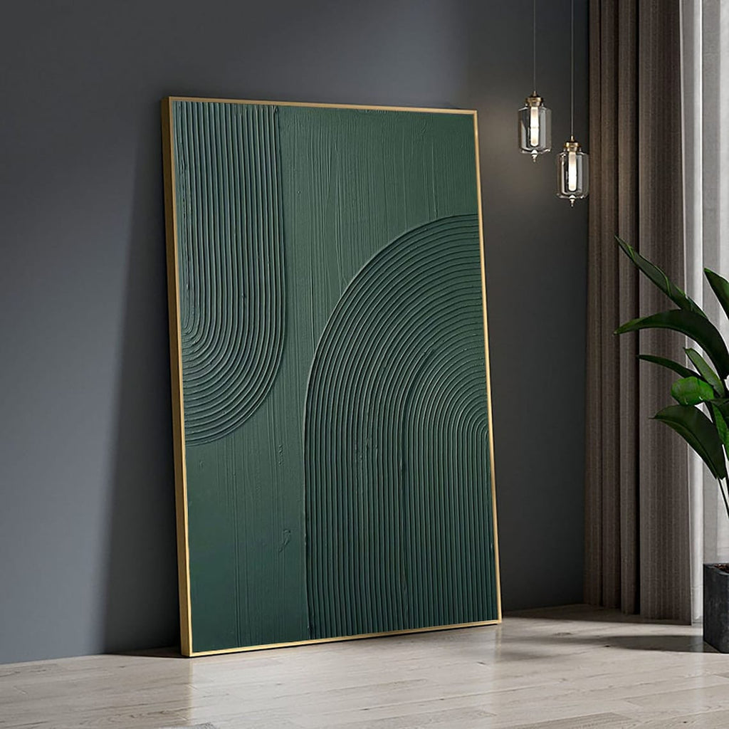 High Quality Green Painting – Minimalist Green Wall Art Inspired by Van Gogh