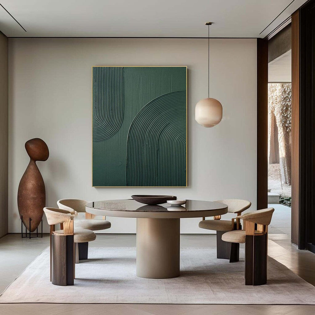 High Quality Green Painting – Minimalist Green Wall Art Inspired by Van Gogh