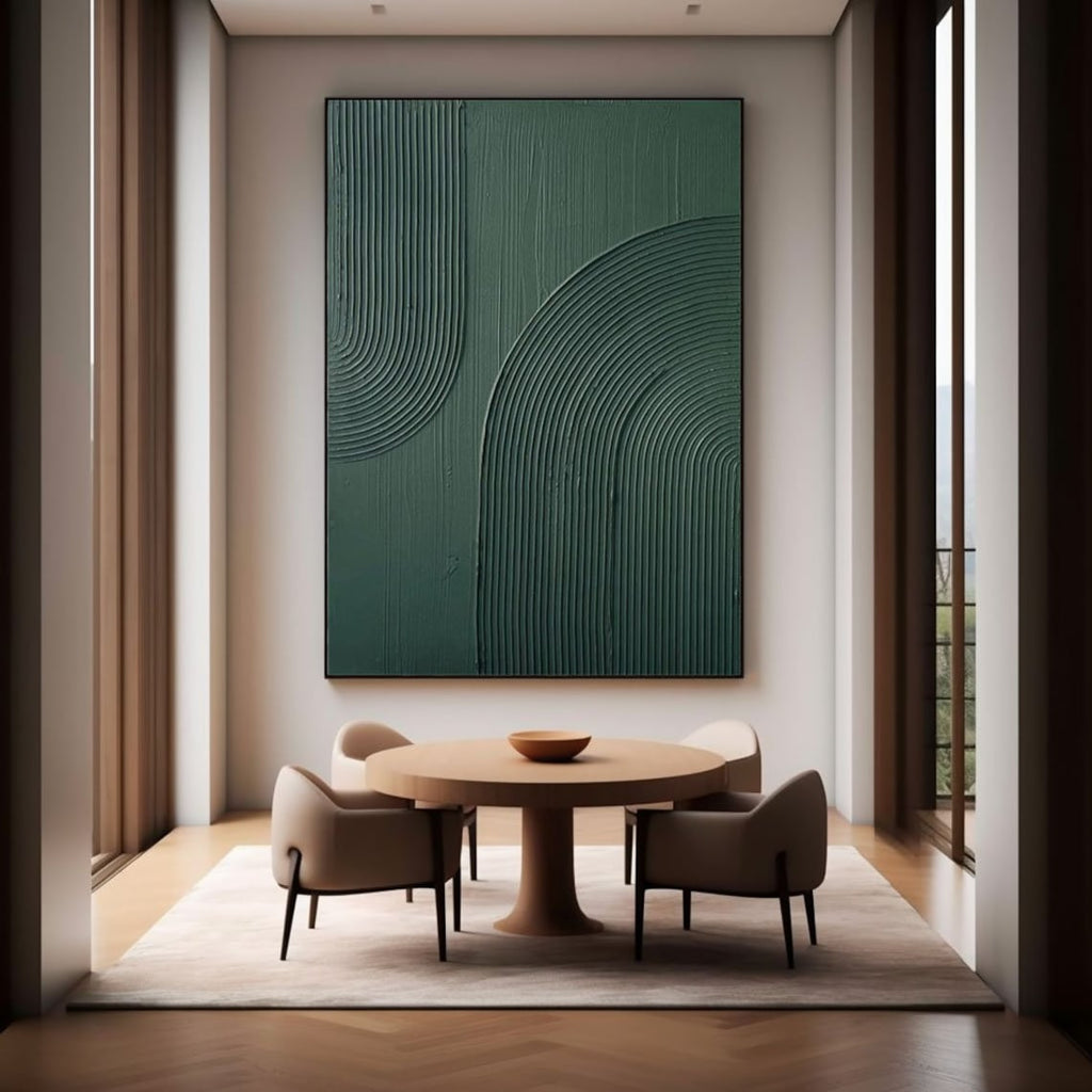 High Quality Green Painting – Minimalist Green Wall Art Inspired by Van Gogh