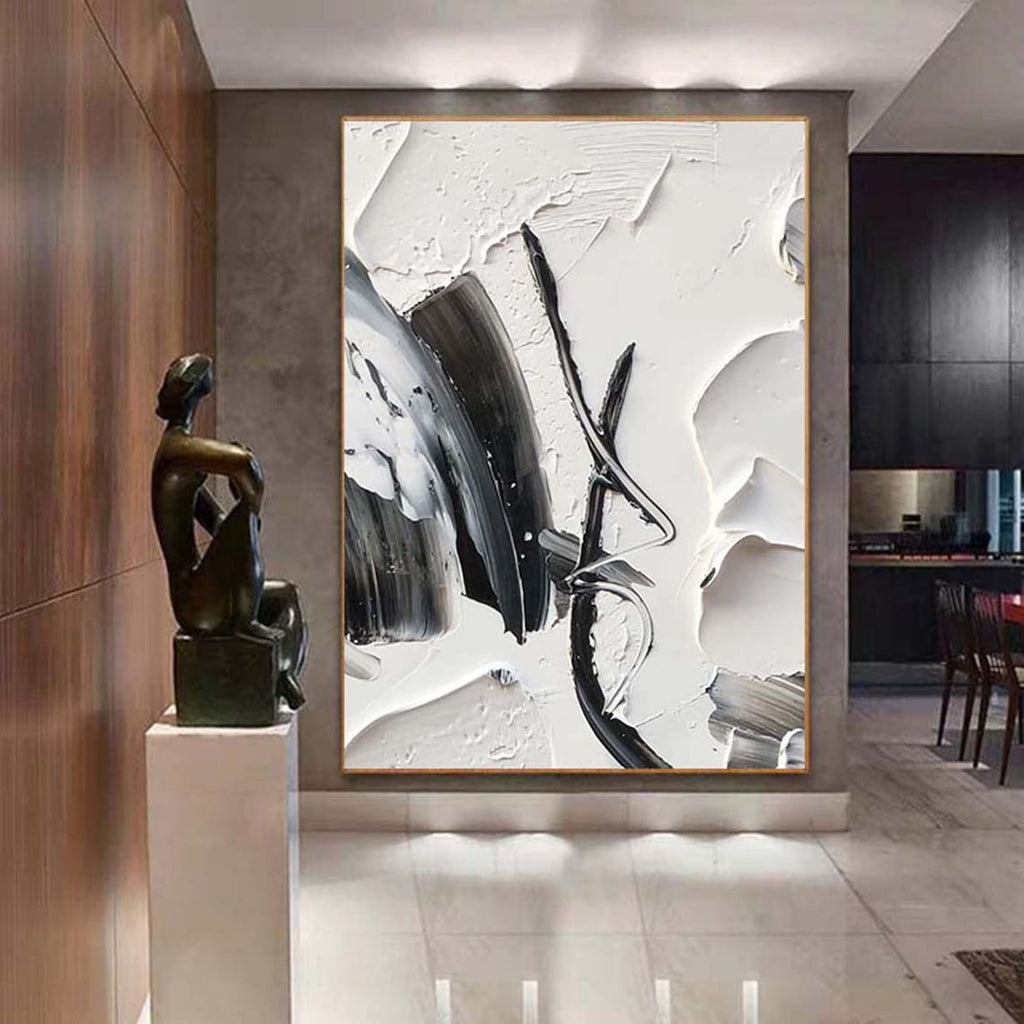 Elegance in Contrast – Black and White Abstract Painting