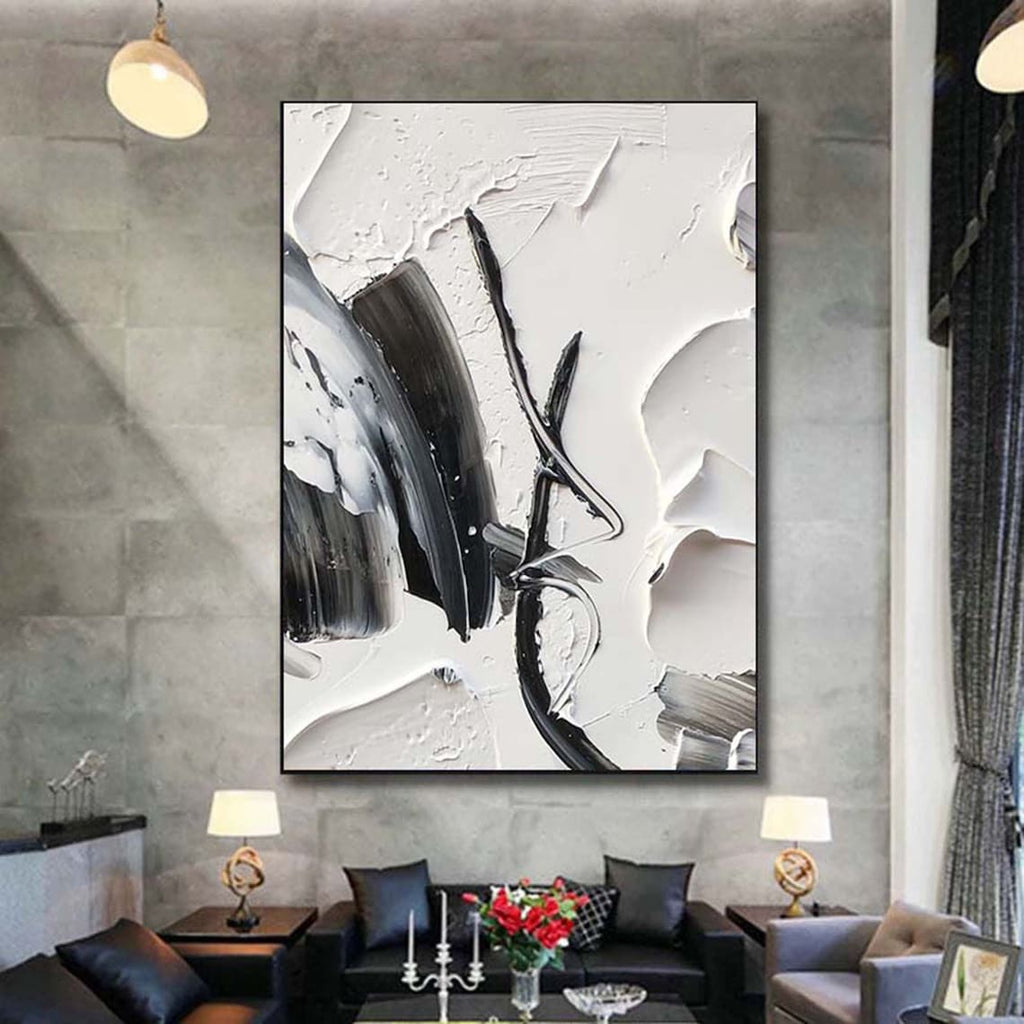 Elegance in Contrast – Black and White Abstract Painting