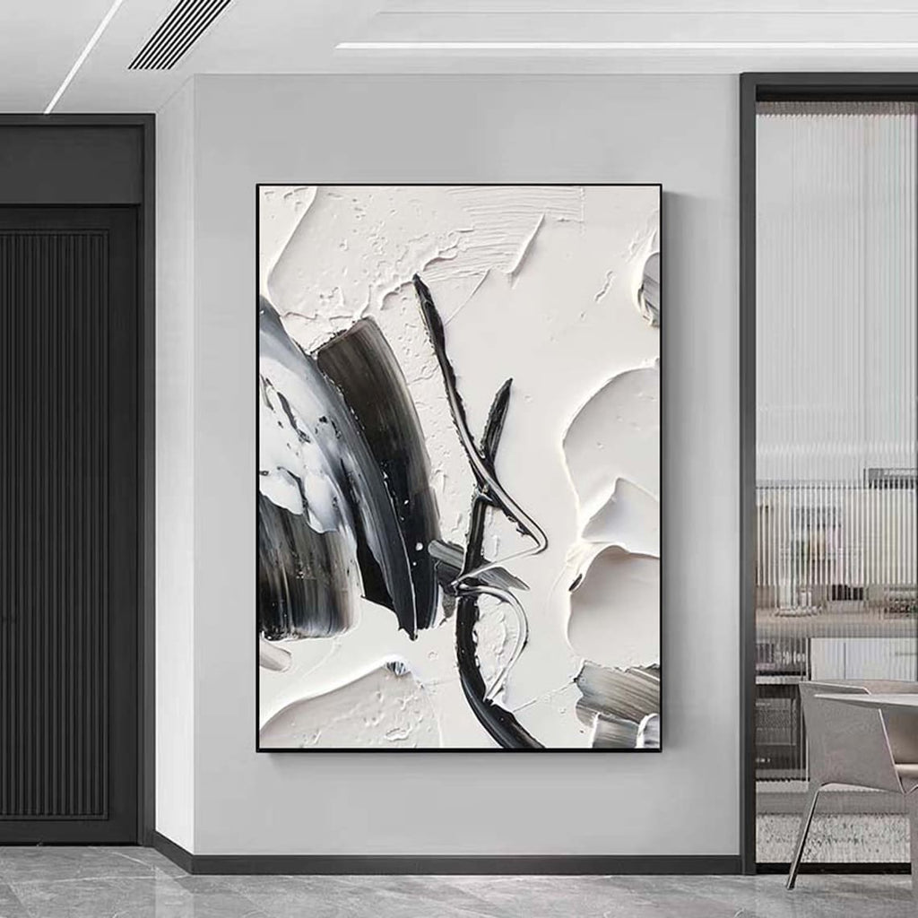 Elegance in Contrast – Black and White Abstract Painting