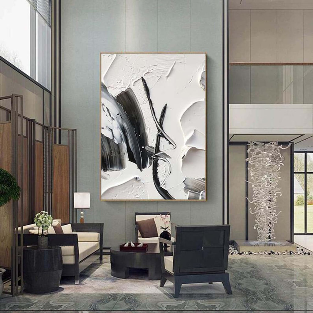 Elegance in Contrast – Black and White Abstract Painting