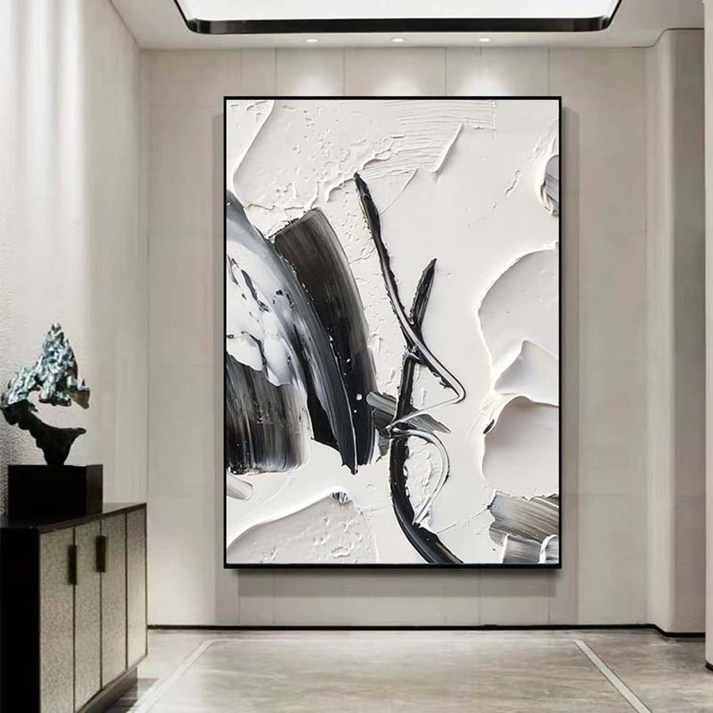 Elegance in Contrast – Black and White Abstract Painting