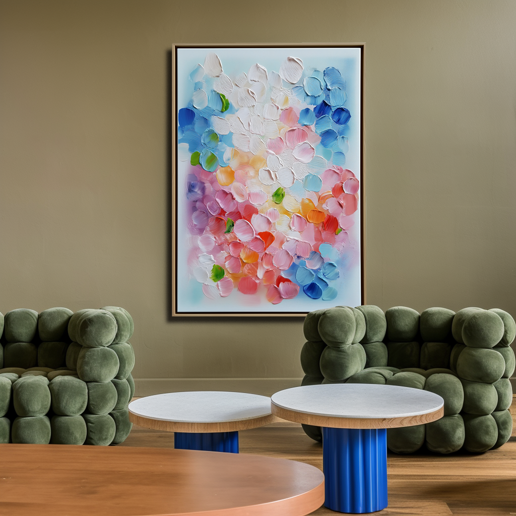Abstract Colorful Petals Textured Oil Painting | Modern Wall Art for Home Décor