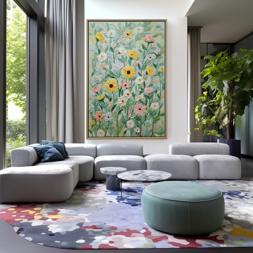 Sunflowers & Blossoms Textured Oil Painting | Floral Wall Art for Home Décor